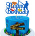 Glorymoment Birthday Fishing Cake Toppers, Glitter Blue Bobber Double Sided Cake Topper for Fisherman Party Supplies