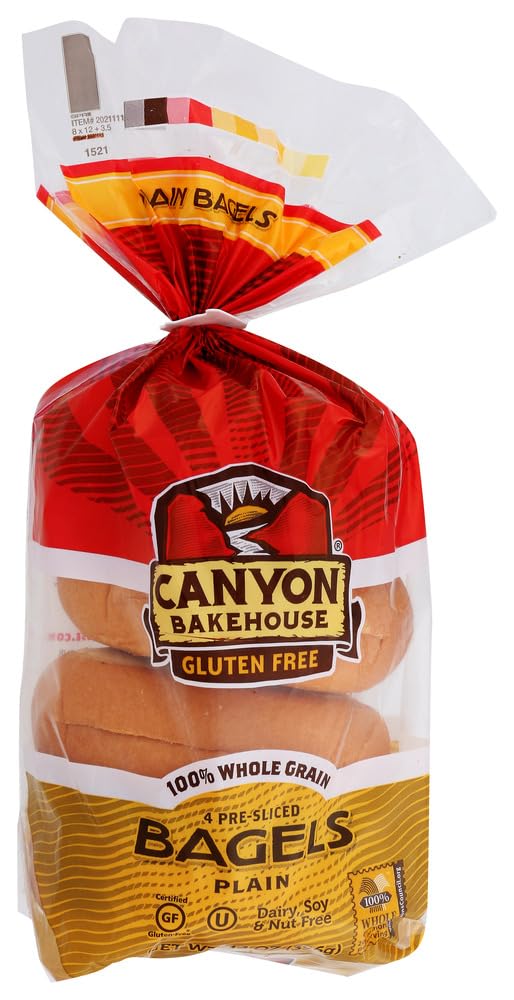 Canyon Bakehouse Gluten-Free Presliced Plain Bagels, 4 Bagels Per Pack