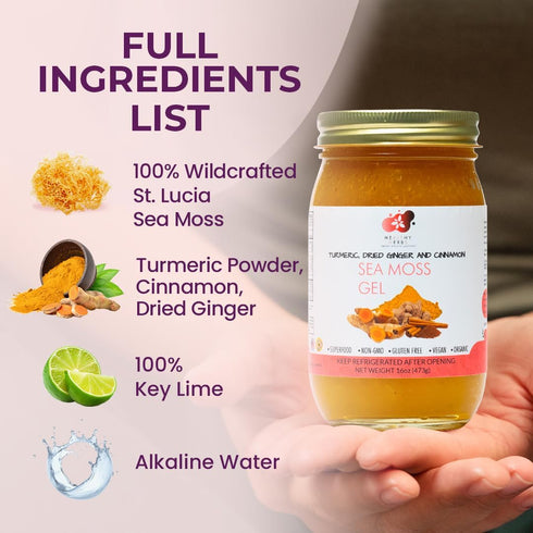 90 (16 oz.) Healthy Herbs Sea Moss Gel (Turmeric) Wildcrafted from Jamaican St Lucia Gold Seamoss | Wild-Harvested