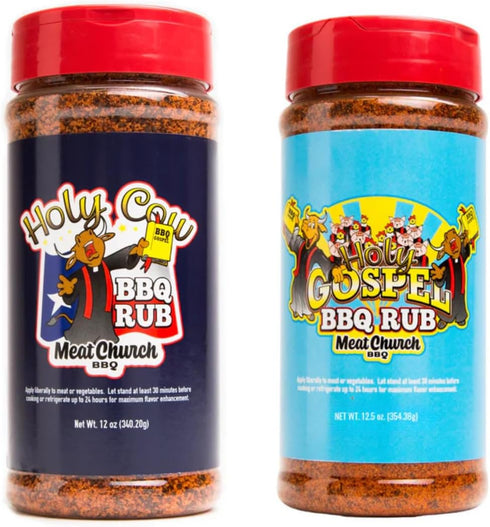 Meat Church BBQ Rub Combo: Holy Cow (12 oz) and Holy Gospel