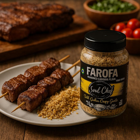 Soul Chef Seasoned Cassava Flour - Traditional - Farofa - Imported from Brazil - Delicious Flavor - Crispy Texture