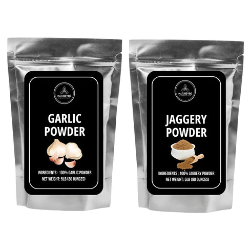 Naturevibe Botanicals Garlic Ground Powder 5lbs and Jaggery Powder 5lbs| Bulk Combo
