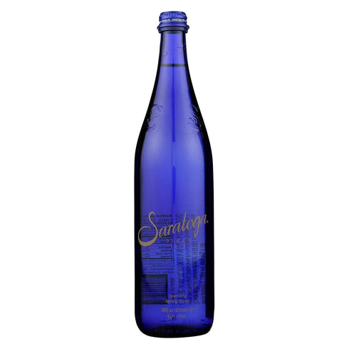 28oz (Pack 3, 84 Oz) Saratoga Sparkling Spring Water, Cobalt Blue Glass Bottle of Total of Fl