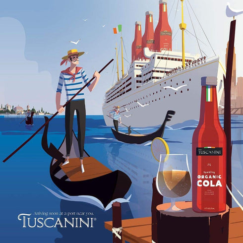 9.3oz (6 Pack) Tuscanini Authentic Organic Cola Soda Naturally Caffeine Free, Elegant Glass Bottle, Great Tasting