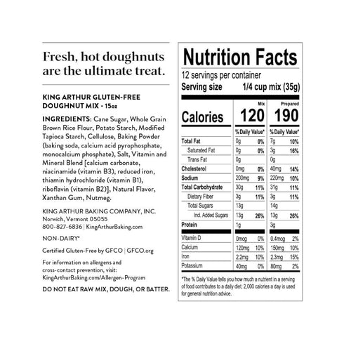 King Arthur Baking Company Gluten-Free Doughnut Mix, 12 oz, Non-GMO Baking and Breakfast Mix