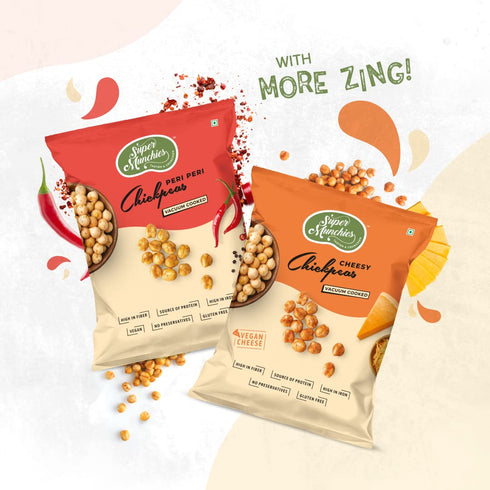 (10, Super Munchies Vacuum-Cooked Peri Peri Chickpeas Plant Based Protein, High in Fiber & Iron, Vegan, Gluten-Free