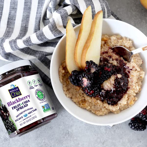 Pack 3, World of Chia Premium Chia Seeds Jam Variety - Strawberry, Raspberry & Blackberry Jams and Preserves - All