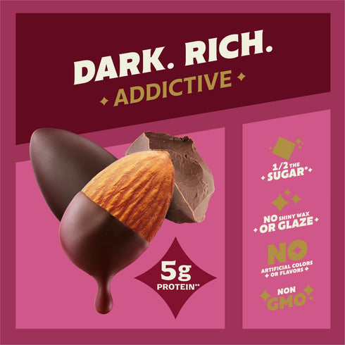 4oz. Blue Diamond Almonds, Dark Chocolate Covered Thin Dipped Snack Nuts for Guilt-Free Snacking with Half the Sugar