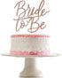 Rose Gold Bride To Be Cake Topper, Bridal Wedding Shower Cake Decorations (Double-sided Glitter)