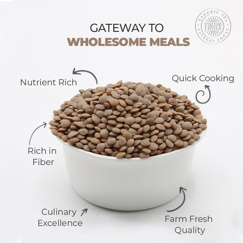 1.5 Pride Of India - Indian Whole Brown Crimson Masur Lentils - Protein & Fiber Rich Masoor Whole, Pound Jar