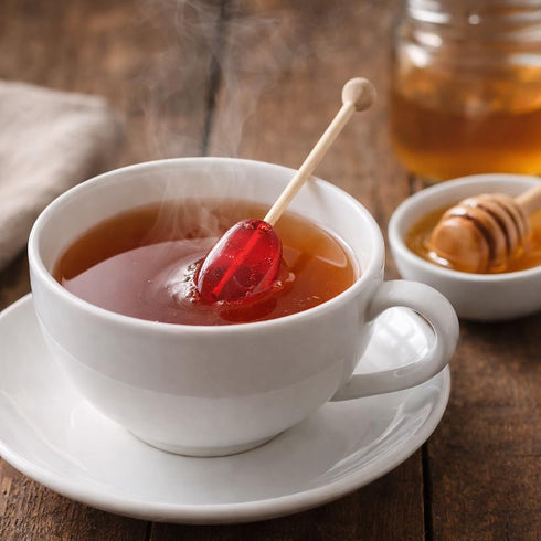 5ct Pomegranate Honey Spoons - Tea & Beverage Stirrers - Made With Real Honey - Single Bag