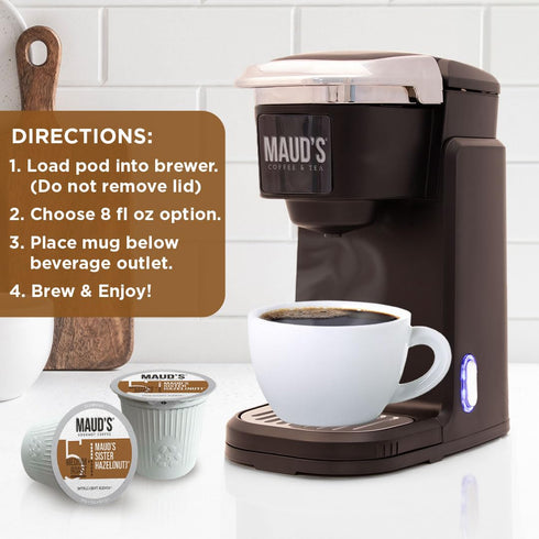 100 100% Maud's Sweet Hazelnut Flavored Coffee Pods, ct, Medium Roast Flavored Coffee in Single Serve Pods Arabica