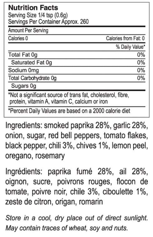 The Gourmet Collection Smoked Paprika, Garlic, Chili & Chives Spice Blend, Salt Free Seasonings for Cooking