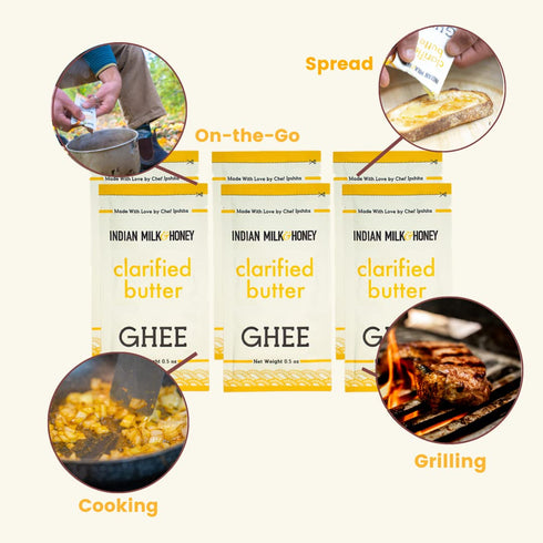 Original Grass-Fed Ghee Butter by Indian Milk & Honey, 0.5 Ounce Sachets (Pack of 6), Lactose & Gluten Free