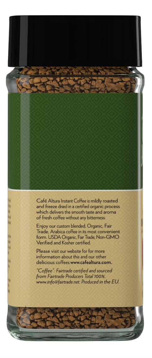 3.53 oz (Pack 2) Cafe Altura Freeze Dried Instant Organic Coffee, Jar