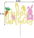 Easter Happy Birthday Cake Topper Glitter Paper - Happy Easter Birthday Cake Decor with Bunny Egg Elements Party