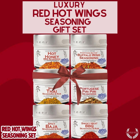 Set 6 Packed, Red Hot Wings Seasoning | Authentic Small Batch Seasoning Mixes For Chicken Wings, Buffalo Wings, Chicken