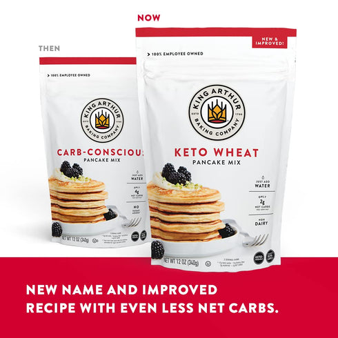 12 Oz, Packaging (Pack 6) King Arthur, Keto Wheat Pancake Mix, Sourced Non-GMO, Certified Kosher, Keto Friendly, May