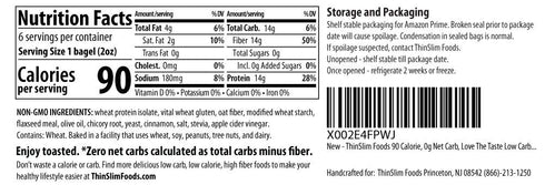 2 Pack (6 Pack) ThinSlim Foods Keto Bagels | Keto Bread Alternative | Low Carb Cinnamon, Diet Bagels Per Keto Friendly