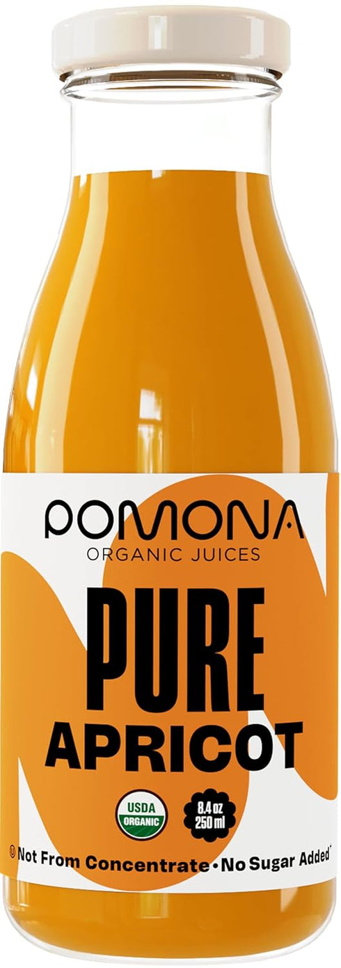 100% 8.4 oz (Pack 12)(Packaging Pomona Organic Apricot Juice, Cold Pressed USDA Organic Juices, Apricots, No Added