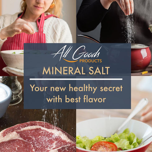 16 oz, 100% 30% All Goods Sea Salt - Fine Grain, Natural, Hand-Harvested, Rich in Essential Minerals, Less Sodium
