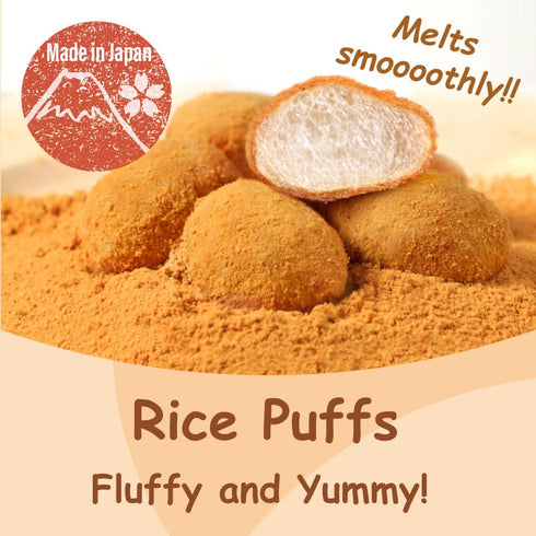 Visit the Store 100% (3 pack, Rice Puff Snack Funwari Meijin Light & Melting Sweet Soybean Powder Kinako Flavored Rice