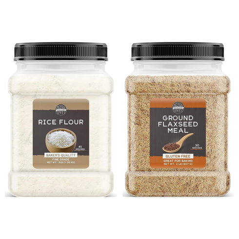Birch & Meadow Rice Flour and Ground Flaxseed Meal Bundle, Various Sizes,