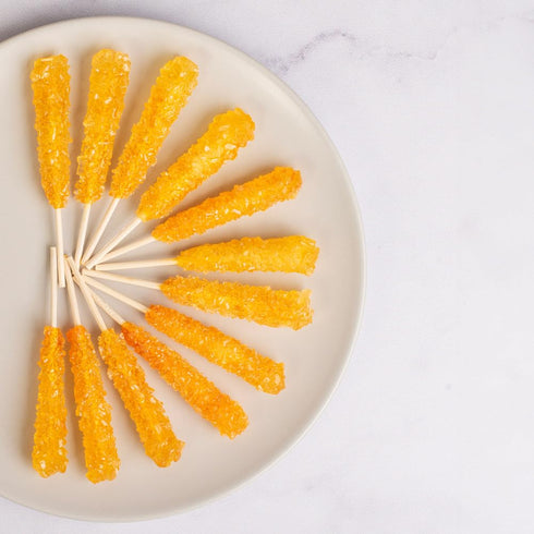 25 Pack, 16Oz, 450 (25x18g) EUPHERBIA Saffron Rock Candy Sticks, Pure Crystalline Elegance, Handcrafted Sweetness