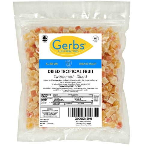 2 lbs. 14 Gerbs Sweetened Tropical Dried Fruit Snack Mix | Unsulfured, No Artificial Additives, Resealable Bag |