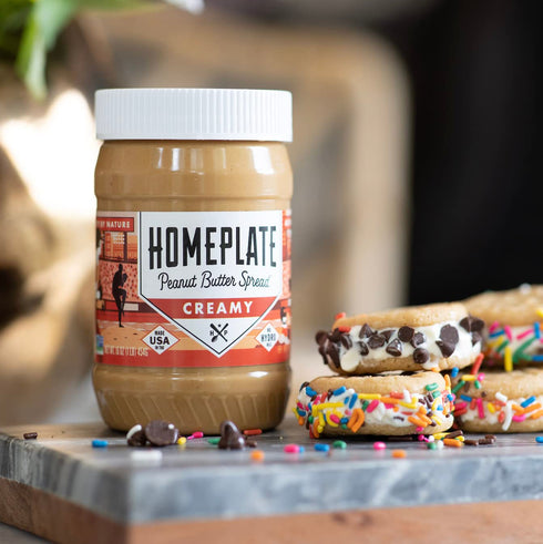 1 7g 1 lb HomePlate Peanut Butter | Creamy | Jar | Made in USA | Perfect for PB&J sandwiches | of Protein | Natural