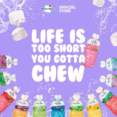 (6 Mogu Mogu Drink Passion Fruit Bottles) Delicious drinks made with nata de coco (coconut jelly). Fun chewable juice