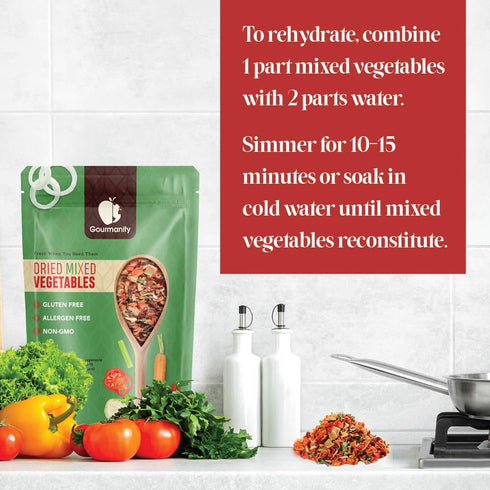 10oz Tasty Vegetable Soup Blend, Dehydrated Vegetables for Ramen Toppings, Stews, and Emergency Food, Bulk Resealable