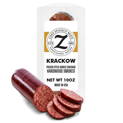 Zick's Krackow Smoked Sausages (10 oz) | Savory Garlic Polish Sausage, Pork