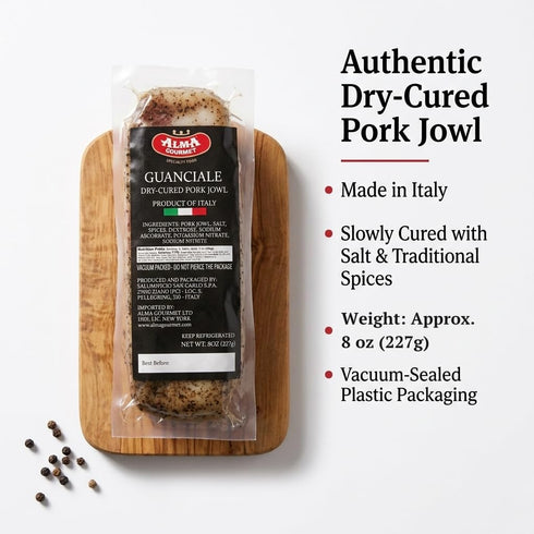 3 8 oz (227g) Pack 2 Alma Gourmet Guanciale From Italy Italian Dry-Cured Pork Jowl, Aged Approximately Months Imported