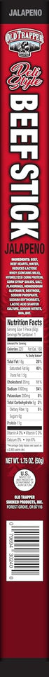 1.75-Ounce Packages, 11 (Pack 26) Old Trapper Deli-Style Sausage Sticks, Jalapeo Flavor, Individually Wrapped Grams
