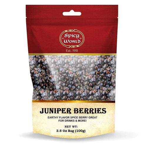 Spicy World Juniper Berries Whole 3.5 Ounce Bag- Pure - Great for Cooking, Drinks,
