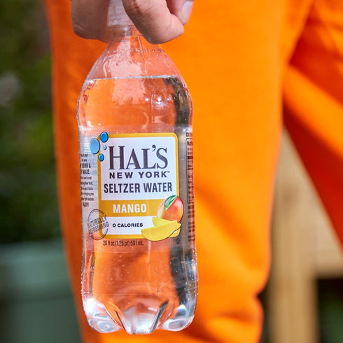 Hal's New York 20 Oz (Pack 24) Seltzer Water, Mango Sparkling Water, Fl Bottles