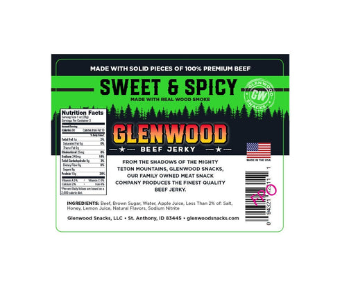 Glenwood Snacks 10oz 100% Glenwood Jerky Bag Beef Jerky (SWEET & SPICY)