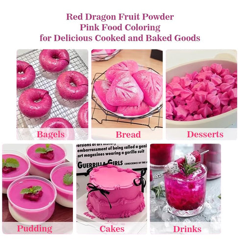 Fraunitsh 3.52oz Dragon Fruit Powder | Freeze Dried Pink Pitaya Powder | No Sugar & No Additives | Pure Red Pitaya