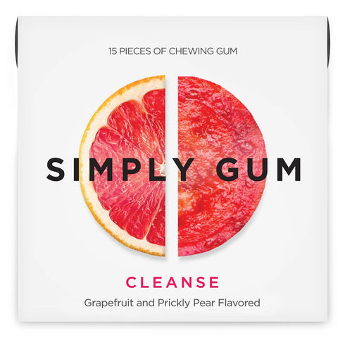 SIMPLY Gum, Cleanse with Grapefruit and Prickly Pear, Plant-Based Chewing Gum, Pack of Six (90 Pieces)