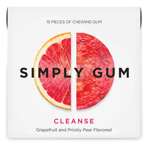 SIMPLY Gum, Cleanse with Grapefruit and Prickly Pear, Plant-Based Chewing Gum, Pack of Six (90 Pieces)