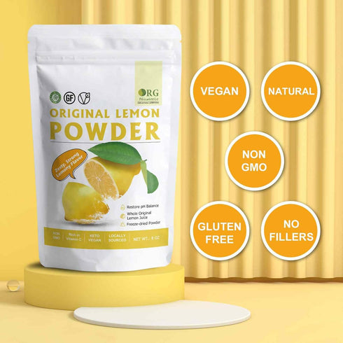 orgnisulmte 8 Oz Lemon Powder,Whole Lemon Juice Freeze Dried Powder Strong Lemony Flavor