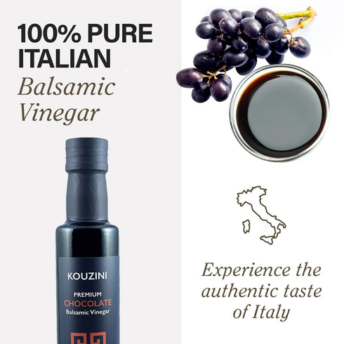 250ml Kouzini Ultra Premium Chocolate Balsamic Vinegar, Aged Balsamic Vinegars from Modena, Italy, Premium, Smooth