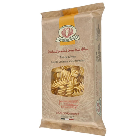 Rustichella dAbruzzo Egg Fusilloni Giganti Pasta, Artisanal Italian Egg Pasta, Large Bronze-Cut