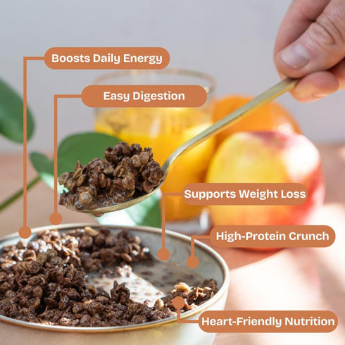 4 oz Lentil Telepathy Chocolate Breakfast Lentils, Crunchy High Protein Cereal & Granola Alternative, Plant Based