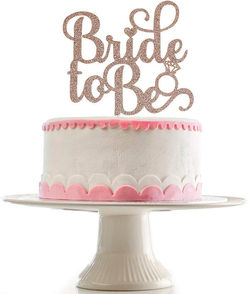 Bride To Be Cake Topper, Rose Gold Glitter, Bridal Shower Toppers for Bridal Shower