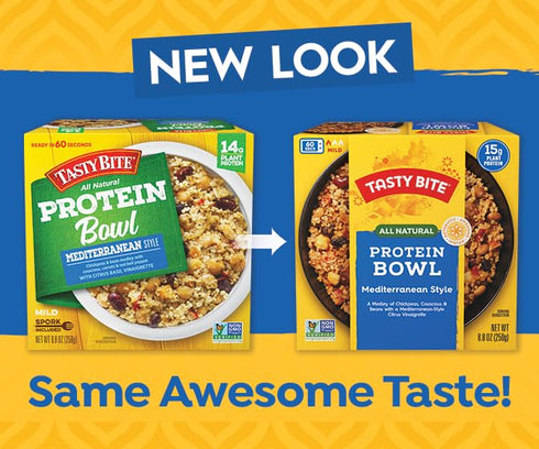 8.8 Pack 6, 14 Tasty Bite Mediterranean Protein Bowl, Ounce, of Ready to Eat, Microwaveable, Vegan, Grams Plant Protein