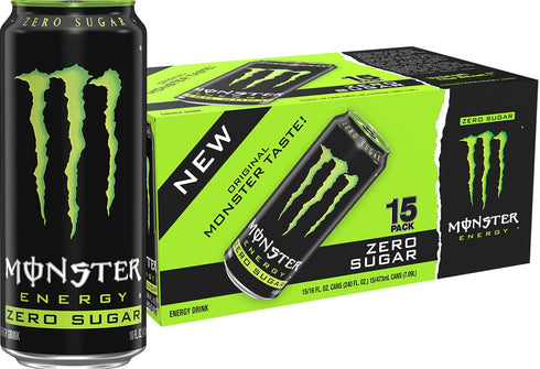 Monster Energy Zero Sugar, Green, Original, Low Calorie Energy Drink, 16 Ounce