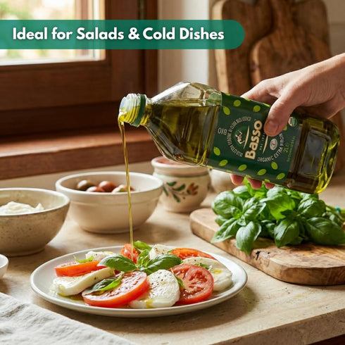 1904 2 (67.6 oz) BASSO Organic Extra Virgin Olive Oil, Organic EVOO Cold Extracted, Liter fl