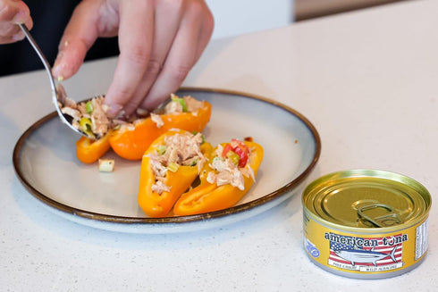 Albacore (6) 3.5 oz Omega-3s Hand-Packed Genuine American Tuna - Premium Wild Pacific Tuna Fillets - with Sea Salt |